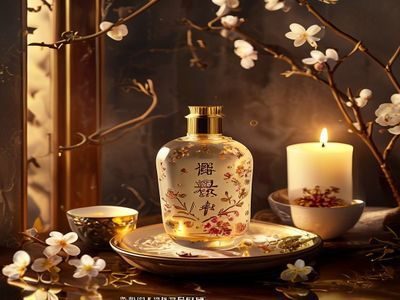 媚肉之香桂花沐浴香露，金色瓶身，桂花点缀，温暖秋意香氛，浴室场景