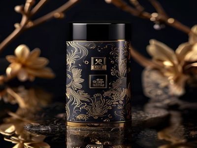 媚肉之香沉香体香膏产品图，黑金色精致包装，东方沉香气息，奢华质感